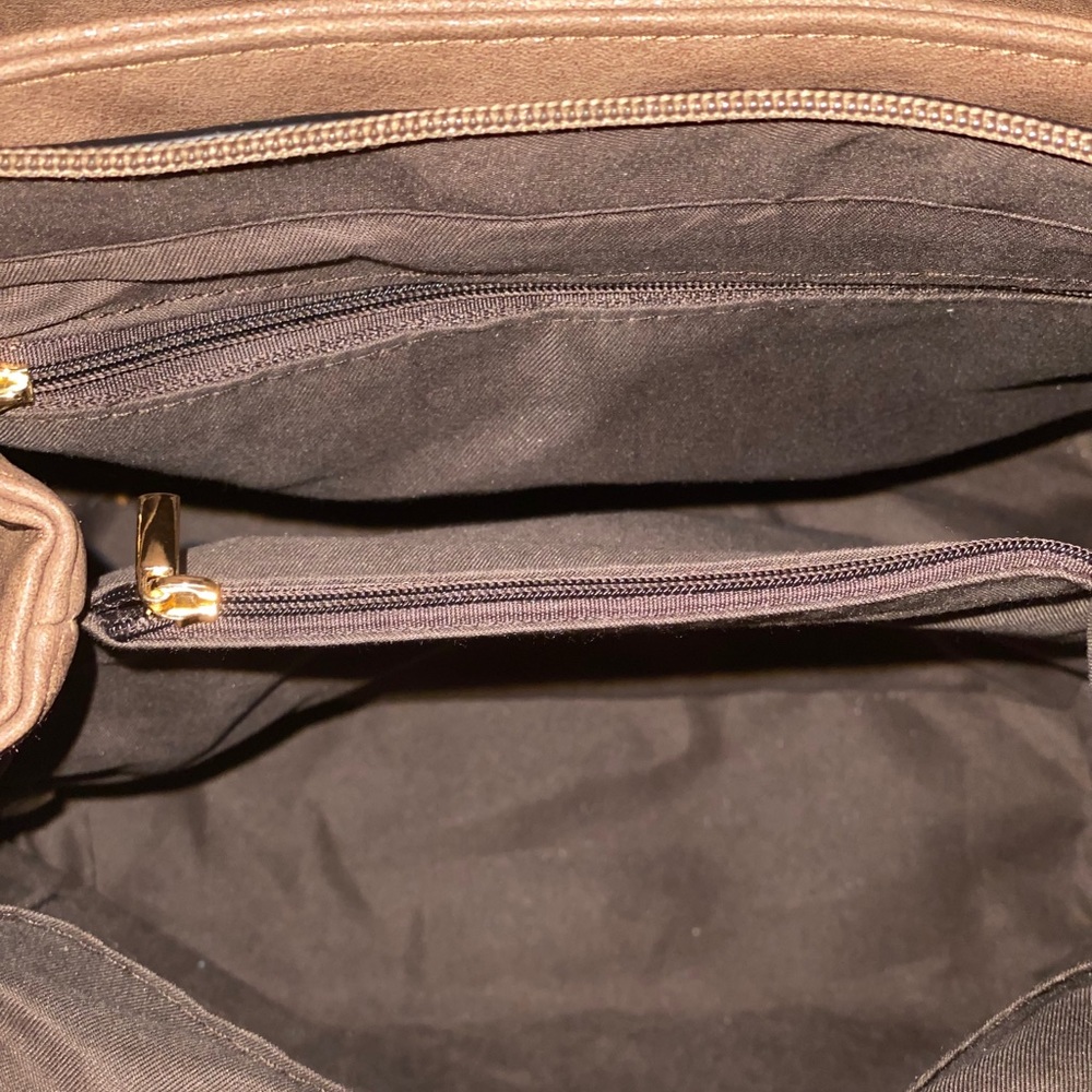 KHAKI OSTRICH VEGAN BACKPACK PURSE - Picture 6 of 10